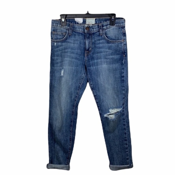 Current/Elliott Denim - Current Elliot The Fling distressed slim bf  jean